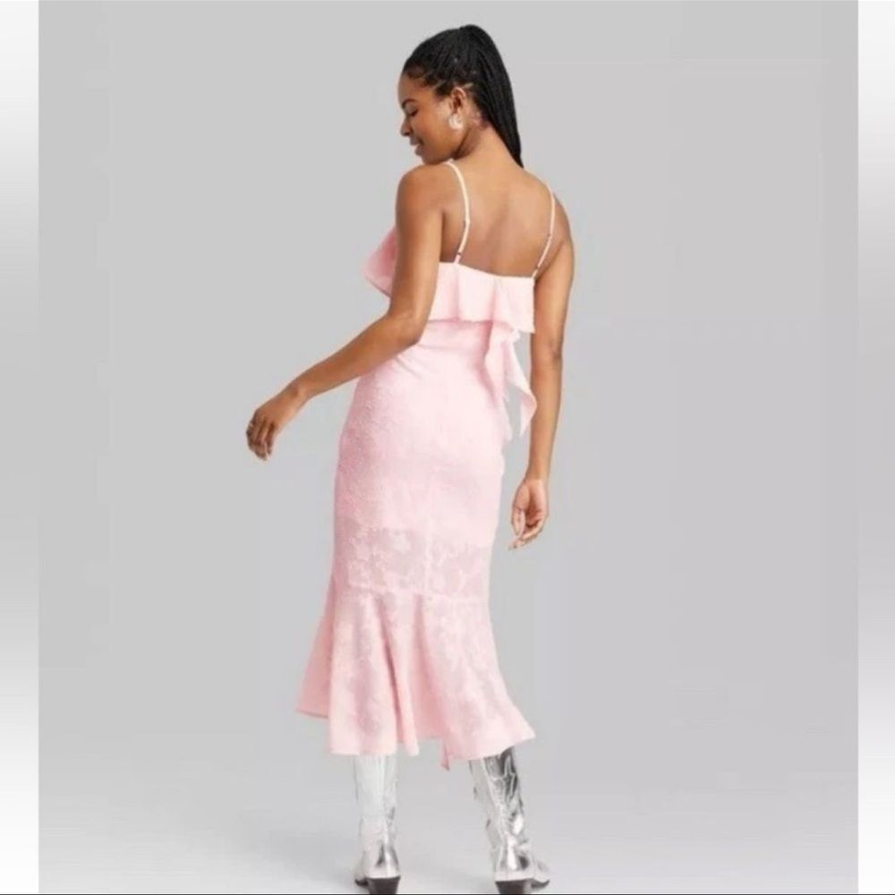Wild Fable Ruffled Pink Boho Midi Dress  Size Large | NWT - Picture 2 of 8